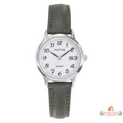 Montre femme INOTIME bracelet vert foncé cadran blanc avec date