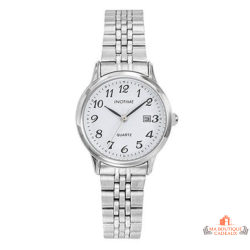 Montre femme INOTIME bracelet métal argenté cadran blanc avec date