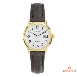 Montre femme INOTIME marron et dorée avec date – Garantie 2 ans