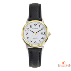 Montre femme INOTIME noire et dorée avec date – Garantie 2 ans