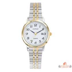Montre femme INOTIME bracelet métal bicolore cadran blanc avec date