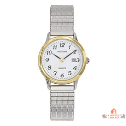 Montre femme INOTIME bracelet extensible argenté cadran blanc avec date