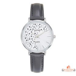 Montre femme INOTIME cadran argenté soleillé bracelet gris boîtier argenté