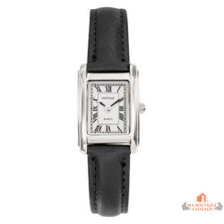 Montre femme INOTIME rectangulaire argentée chiffres romains bracelet noir