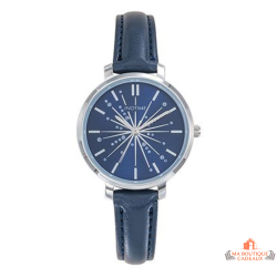 Montre femme INOTIME cadran bleu foncé bracelet bleu boîtier argenté