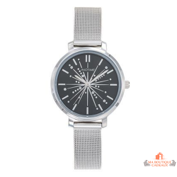 Montre femme INOTIME cadran noir bracelet milanais argenté