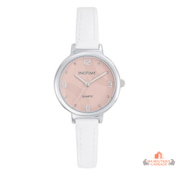Montre femme INOTIME rose clair 26,5mm bracelet blanc
