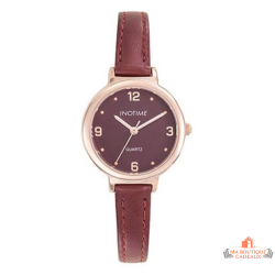 Montre femme INOTIME rouge foncé 26,5mm doré rose