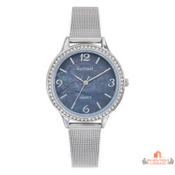 Montre femme INOTIME bleu foncé maille milanaise argent 34mm