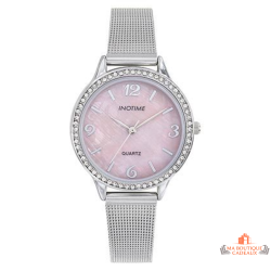 Montre femme INOTIME rose clair 34mm maille milanaise argent