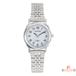Montre femme INOTIME argent cadran blanc chiffres noirs bracelet métal