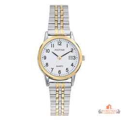 Montre femme INOTIME bracelet métal 2 tons chromé doré date 29 mm
