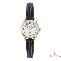 Montre femme INOTIME 23 mm bracelet noir boîtier doré cadran blanc
