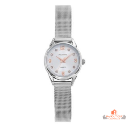 Montre femme INOTIME 23 mm bracelet milanais argenté cadran soleillé doré rose