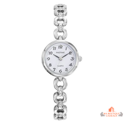 Montre femme INOTIME argentée 22,5 mm bracelet bijou chromé cadran blanc
