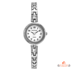 Montre femme INOTIME argentée 23 mm bracelet métal bicolore strass cadran blanc