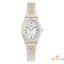 Montre femme INOTIME ovale 24 mm bicolore chromé doré date à 3h