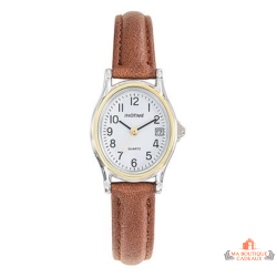 Montre femme INOTIME ovale 24 mm marron clair avec date