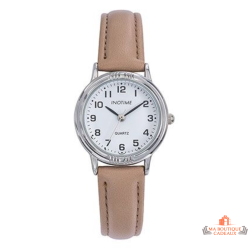 Montre femme INOTIME ronde 28,5 mm beige cadran blanc