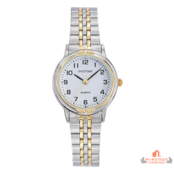 Montre femme INOTIME 28,5 mm bicolore argent doré cadran blanc
