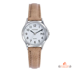 Montre femme INOTIME 29 mm beige cadran blanc avec date