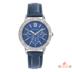 Montre femme INOTIME bleue avec strass et bracelet bleu