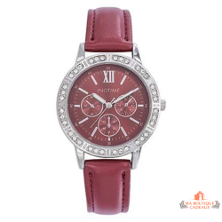 Montre femme INOTIME rouge bordeaux avec strass et bracelet rouge
