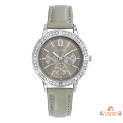 Montre femme INOTIME vert sauge avec strass et bracelet assorti