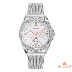 Montre femme INOTIME argent maille milanaise avec strass