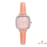 Montre femme INOTIME carrée rose clair bracelet rose sertie pierres 25mm