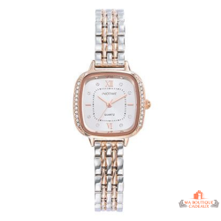 Montre femme INOTIME carrée acier rose gold 25mm bracelet métal sertie