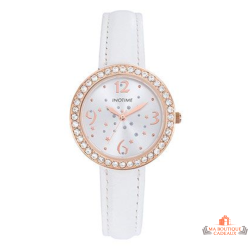Montre femme INOTIME blanche rose gold 32mm lunette strass