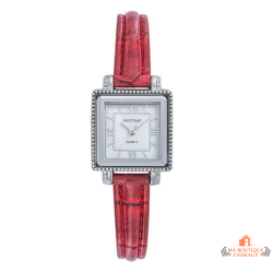 Montre femme INOTIME carrée 23.5mm rouge cadran argenté