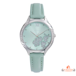 Montre femme INOTIME verte 34.5mm cadran fleurs bracelet vert