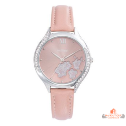 Montre femme INOTIME rose 34.5mm cadran fleurs bracelet rose