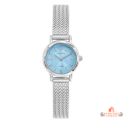 Montre femme INOTIME 22.5mm bleu clair bracelet milanais argenté