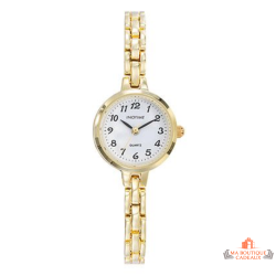 Montre femme INOTIME dorée 23mm cadran blanc chiffres noirs
