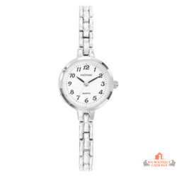 Montre femme INOTIME argentée 23mm cadran blanc chiffres noirs