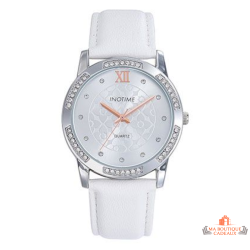 Montre femme INOTIME blanche 37mm rose gold strass