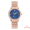 Montre femme INOTIME bleu foncé doré rose strass bracelet métal 33 mm