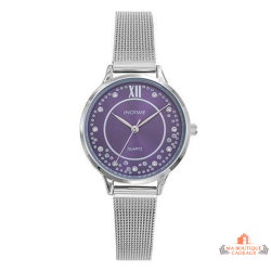 Montre femme INOTIME violet foncé 31 mm bracelet milanais argenté