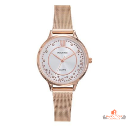 Montre femme INOTIME argentée doré rose milanais 31 mm
