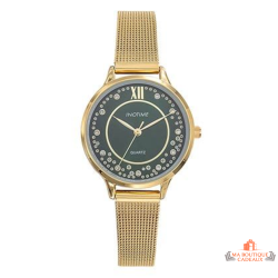 Montre femme INOTIME vert foncé doré milanais 31 mm