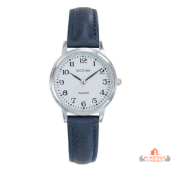 Montre femme INOTIME 29 mm blanc bleu foncé chiffres arabes