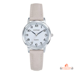 Montre femme INOTIME 29 mm blanc gris moyen chiffres arabes