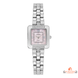 Montre femme INOTIME rectangle rose clair argenté 21,5 mm