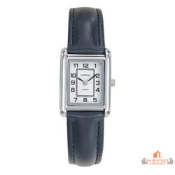 Montre femme INOTIME rectangle argenté bleu foncé 21,8 x 26,9 mm