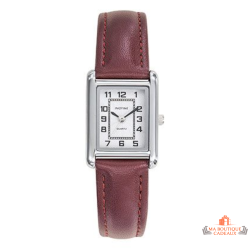 Montre femme INOTIME rectangle argenté rouge 21,8 x 26,9 mm