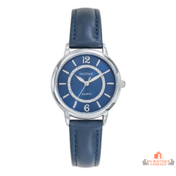 Montre femme INOTIME bleu foncé 30 mm cadran pierres argenté