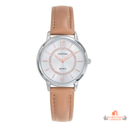 Montre femme INOTIME 30 mm argenté beige foncé doré rose pierres